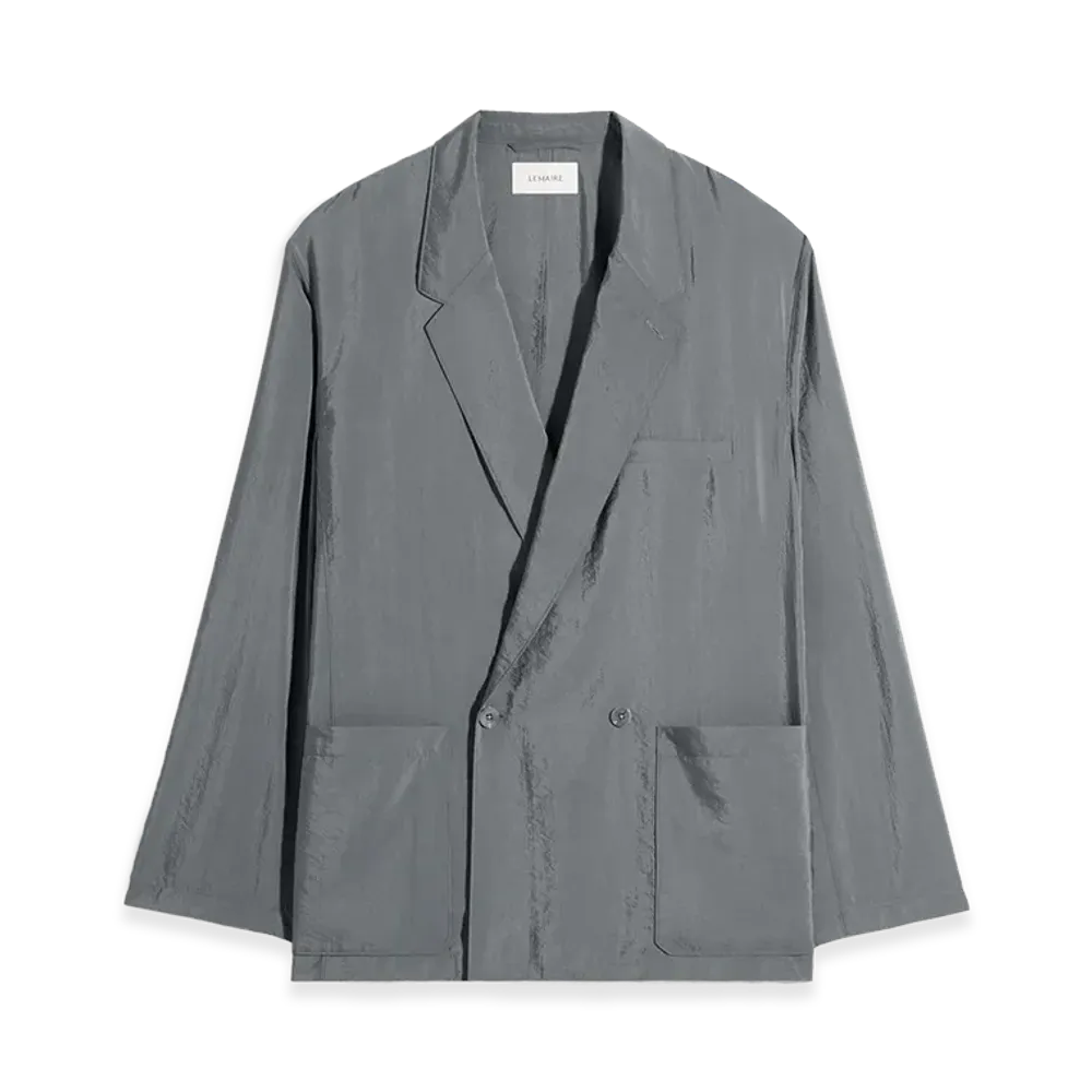 LEMAIRE Dry Silk Double-Breasted Soft Jacket "Aluminium"