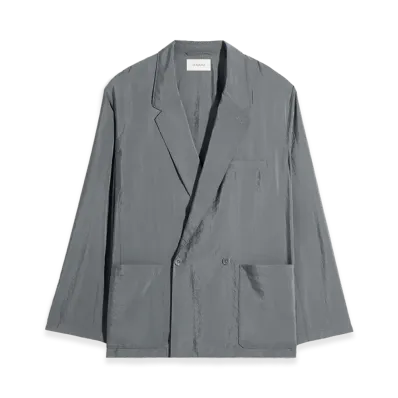 LEMAIRE Dry Silk Double-Breasted Soft Jacket "Aluminium"