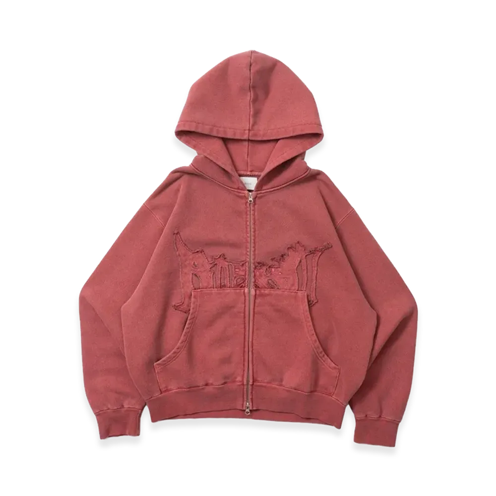 BLESS U Pigment Zip Hoodie "Red"