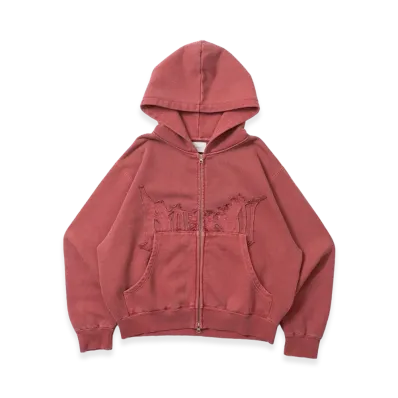 BLESS U Pigment Zip Hoodie "Red"