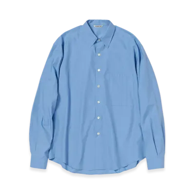 AURALEE Washed Finx Twill Big Shirt "Blue"