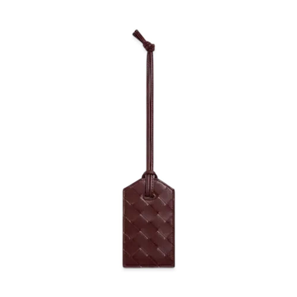 Bottega Veneta Intrecciato Strap Tag Holder "Madder Brown"