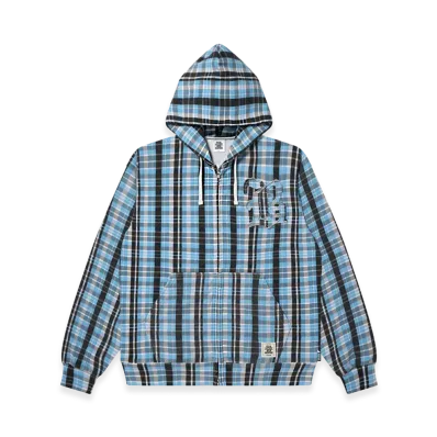 BlackEyePatch Big B Checked Zip Hoodie "Blue"