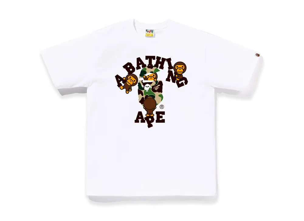 A BATHING APE ABC Camo College Milo Tee "White/Green"
