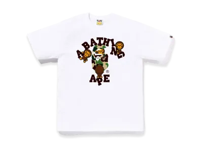 A BATHING APE ABC Camo College Milo Tee "White/Green"