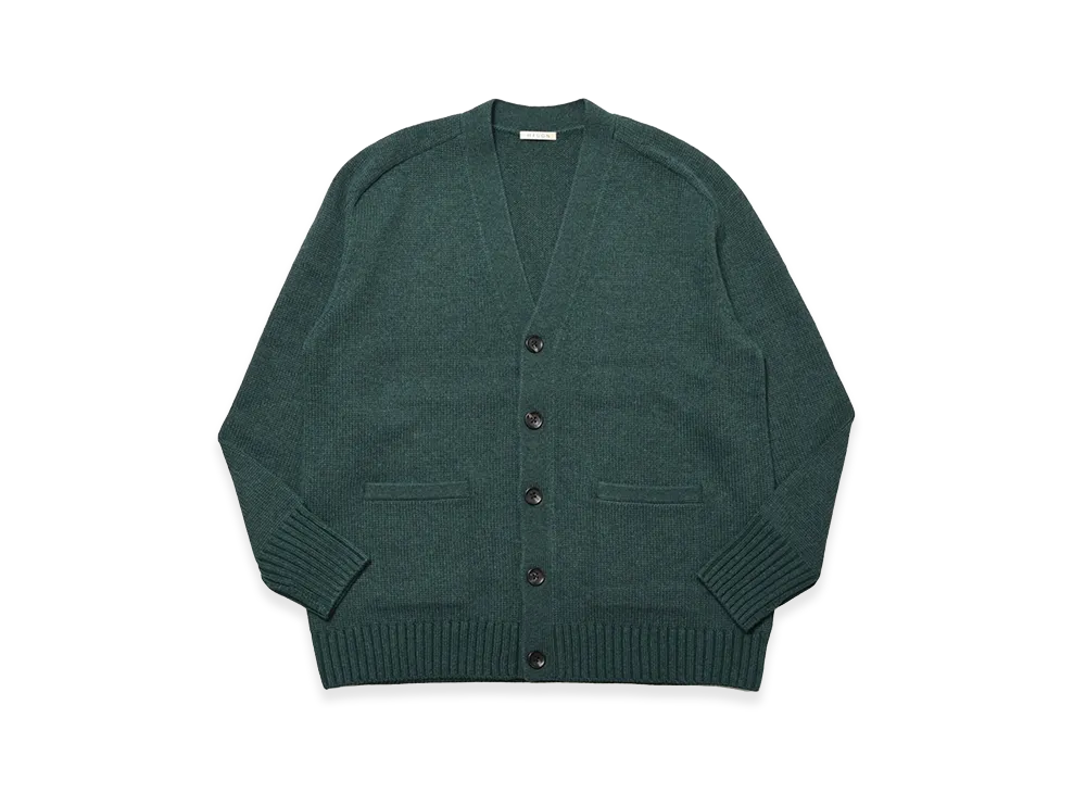 HEUGN Clark Middle Gauge Cashmere Wool Cardigan "Green"
