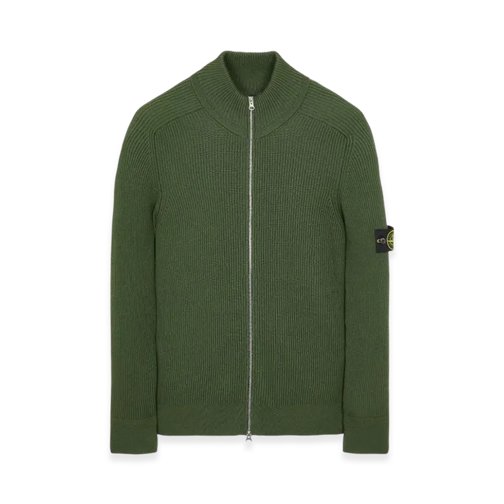 Stone Island 519C2 Wool Zipped Cardigan - 22FW "Olive Green"