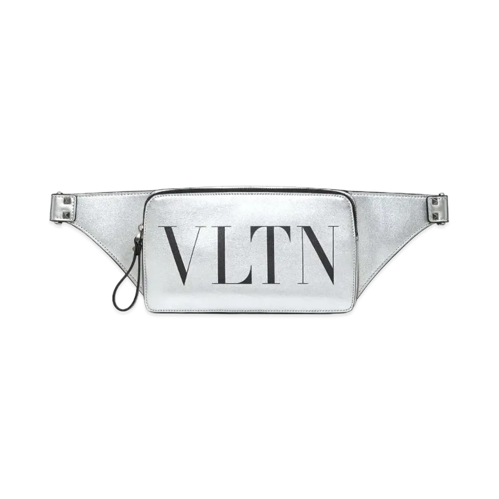 Valentino VLTN Leather Belt Bag "Silver/Black"