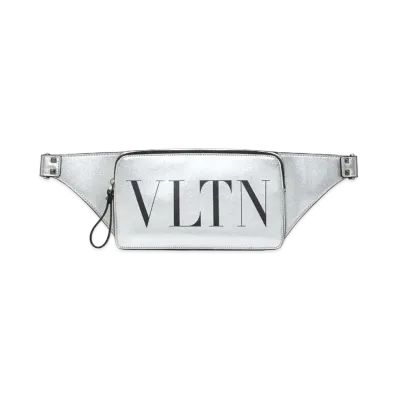 Valentino VLTN Leather Belt Bag "Silver/Black"