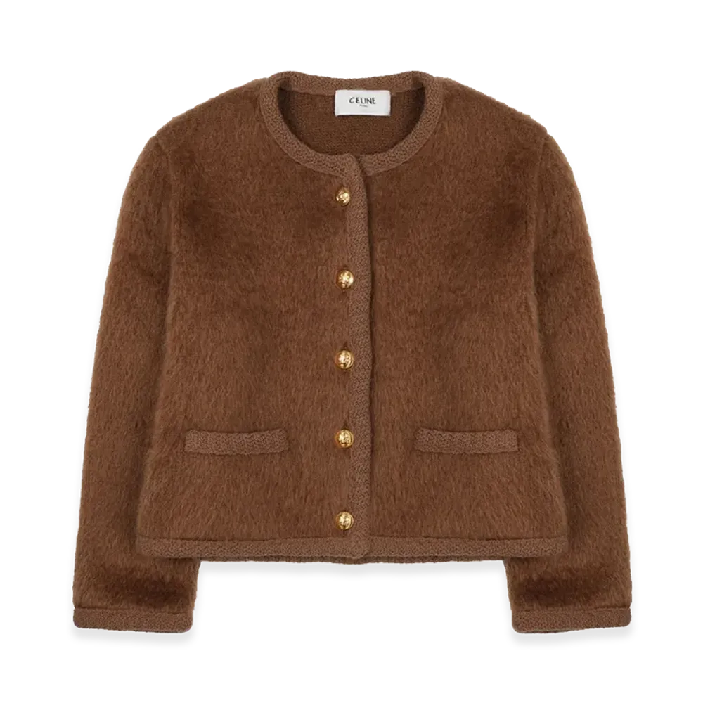 CELINE Women's Giacca Chasseur in Mohair "Brown"