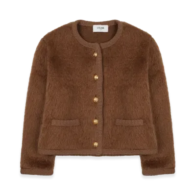 CELINE Women's Giacca Chasseur in Mohair "Brown"