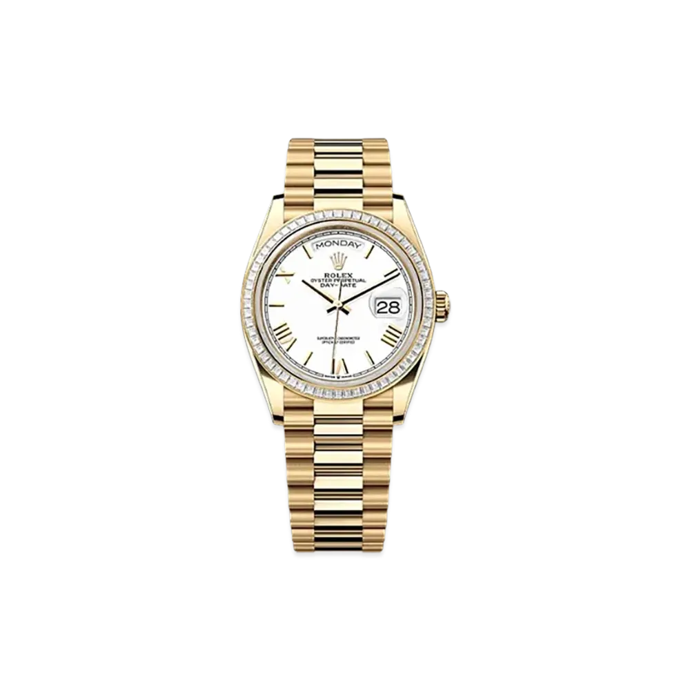 ROLEX Day-Date 36mm Yellow Gold Diamond 128398TBR "White"
