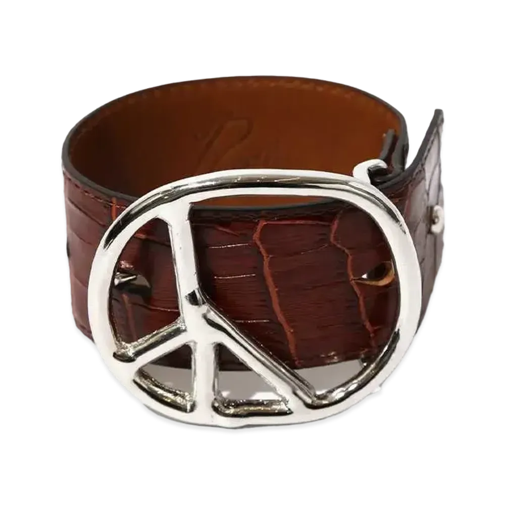 Needles Peace Buckle Bracelet Python "Brown"