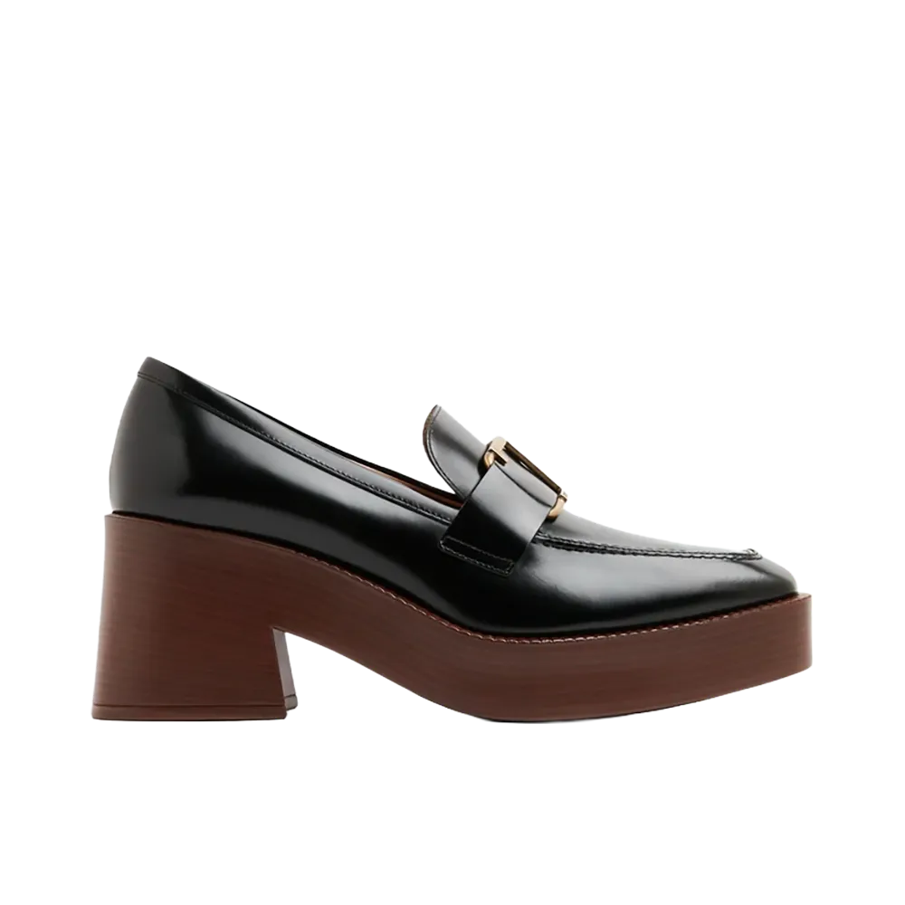 TOD'S Women's Platform Leather Loafers "Black"