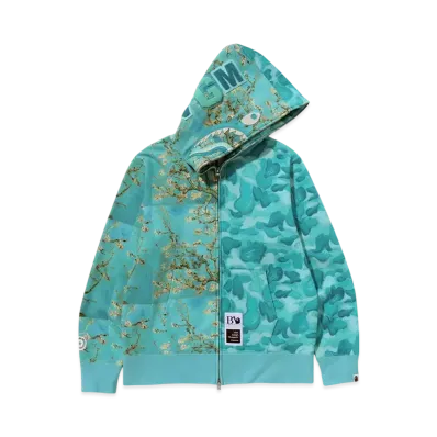 A BATHING APE x Van Gogh Museum Shark Full Zip Hoodie "Sax"
