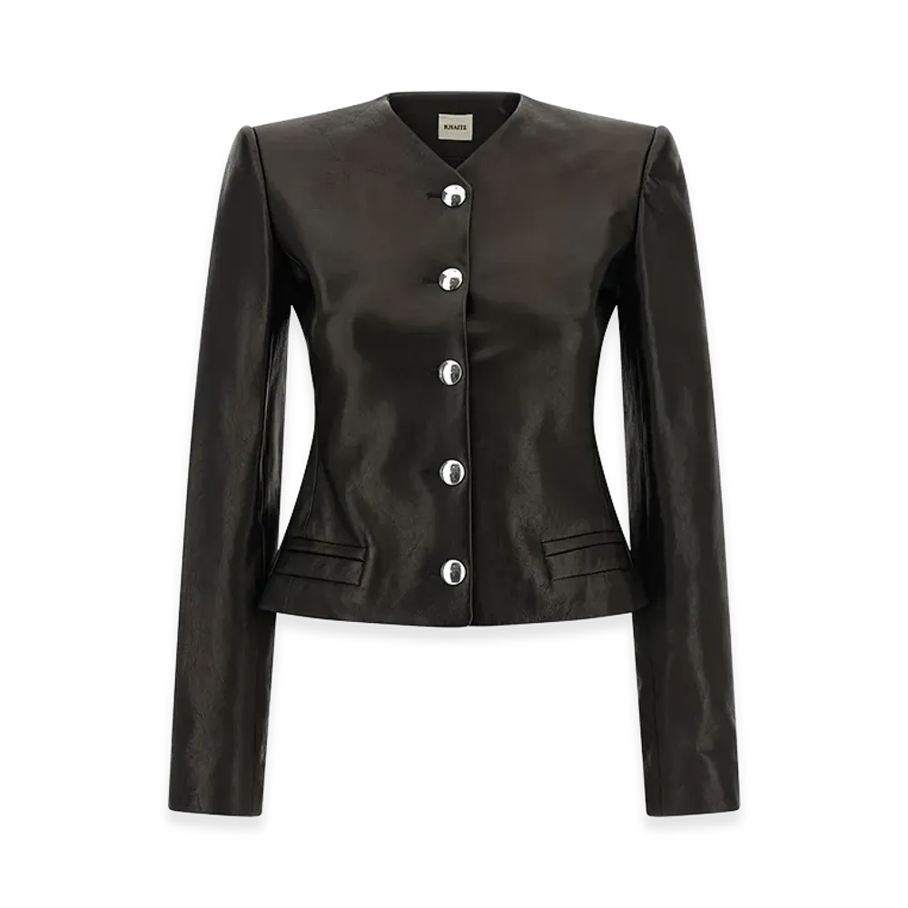 KHAITE Women's Nara Leather Peplus Jacket "Black"