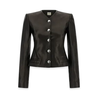KHAITE Women's Nara Leather Peplus Jacket "Black"