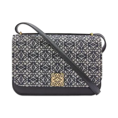 LOEWE Goya Bag In Anagram Jacquard And Calfskin "Navy/Black"