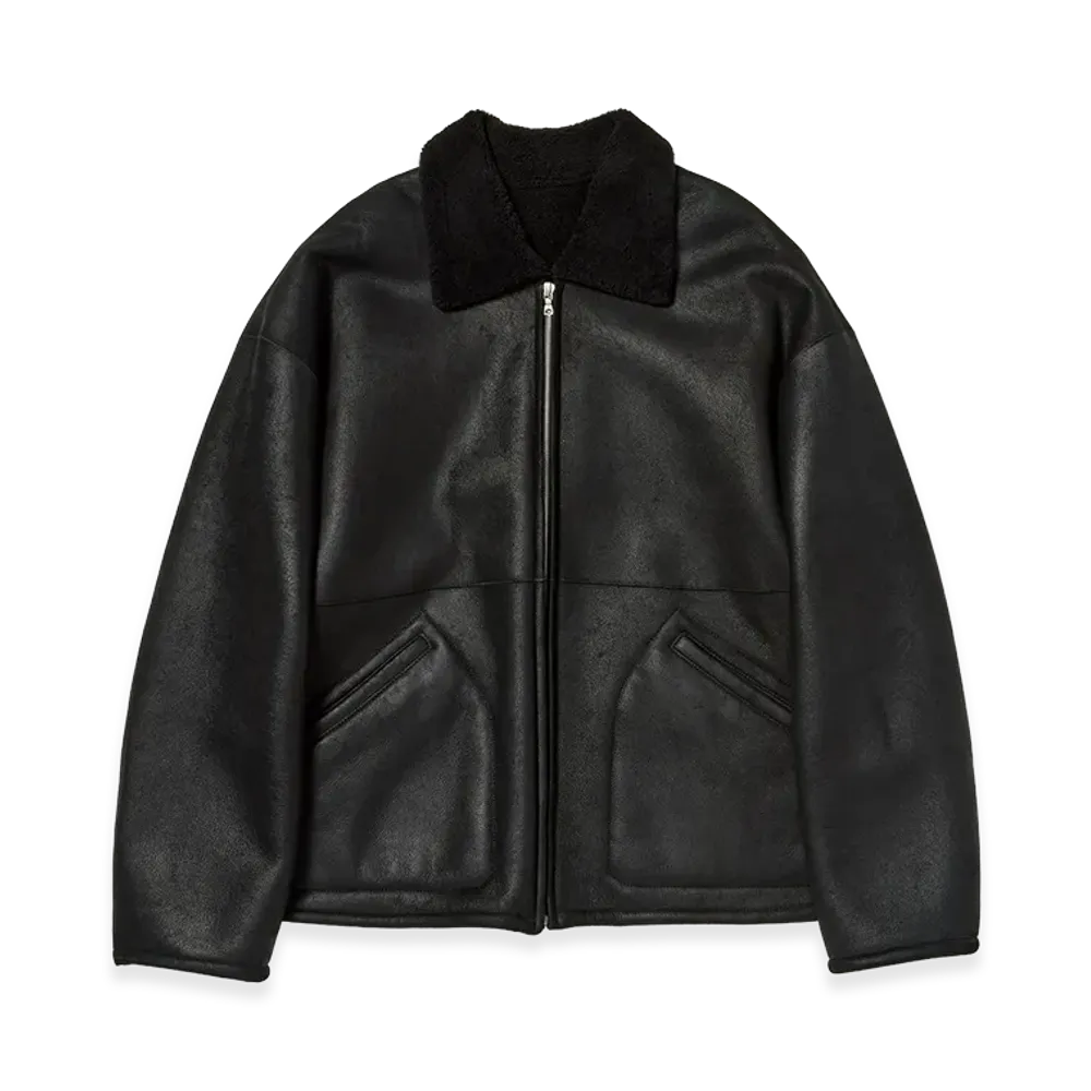 AURALEE Women's Merino Mouton Zip Blouson "Black"