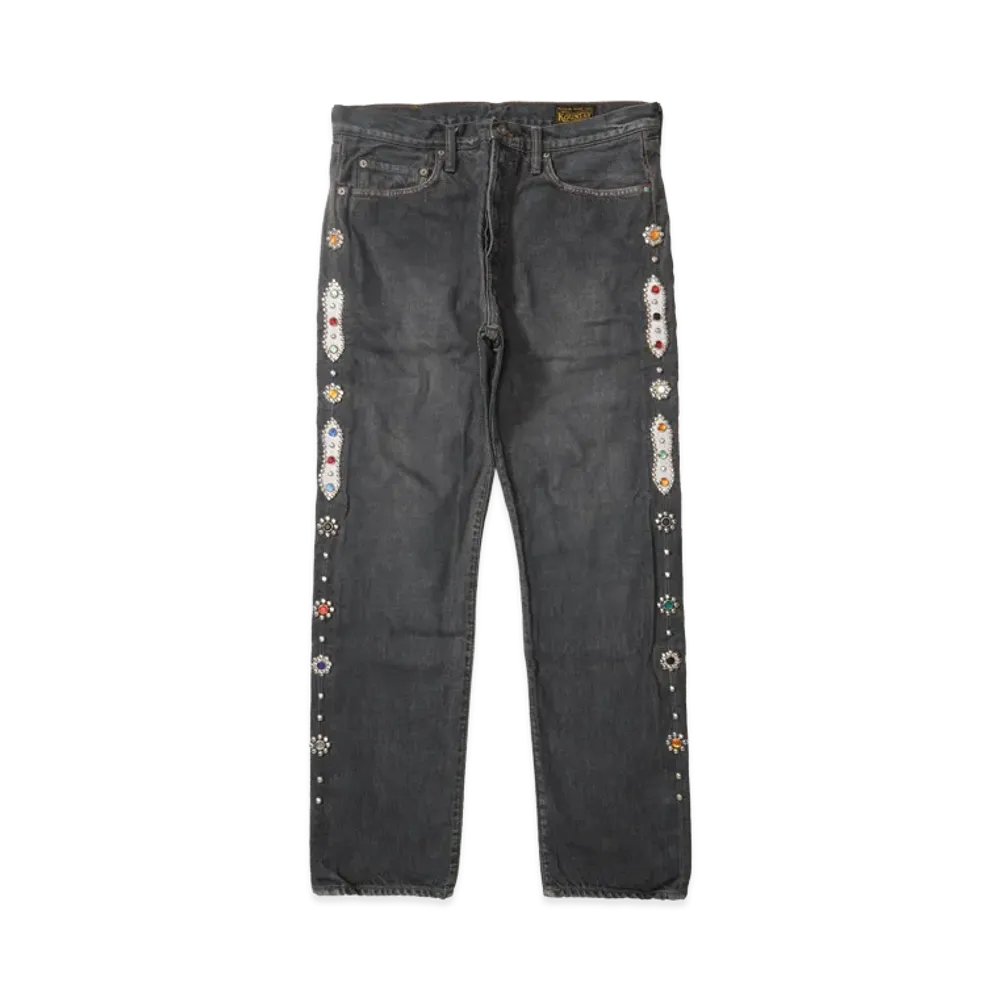 KAPITAL 14OZ Black DENIM 5P MONKEY CISCO (STUDY REMAKE) "Black"