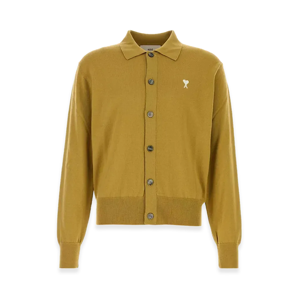 AMI PARIS Wool Cardigan "Yellow"