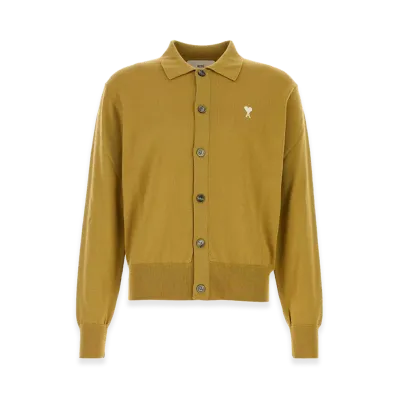 AMI PARIS Wool Cardigan "Yellow"