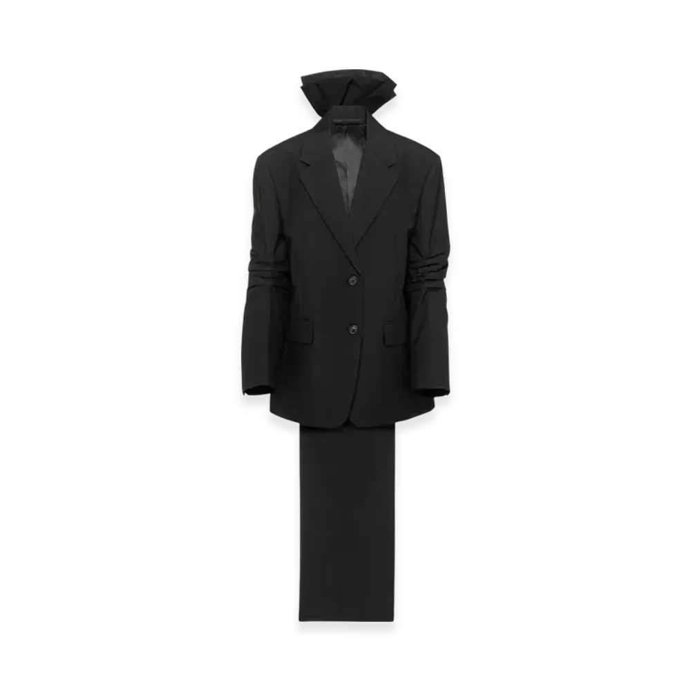 PRADA Women's Single-Breasted Mohair Jacket with Bow "Black"