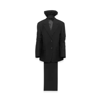 PRADA Women's Single-Breasted Mohair Jacket with Bow "Black"