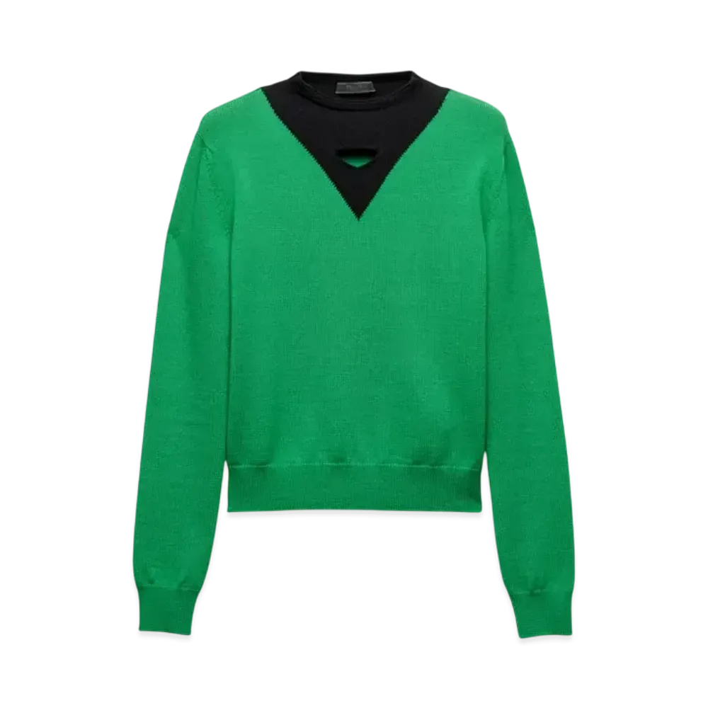 PRADA Men's Wool Sweater "Green/Black"
