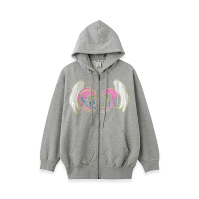 X-Girl Women's Heart And Wing Zip Up Sweat Hoodie "Ash"
