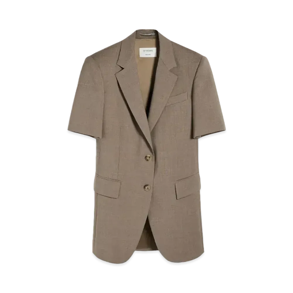 Max Mara Panthera Short Sleeve Stretch Wool Jacket "Turtle Dope"