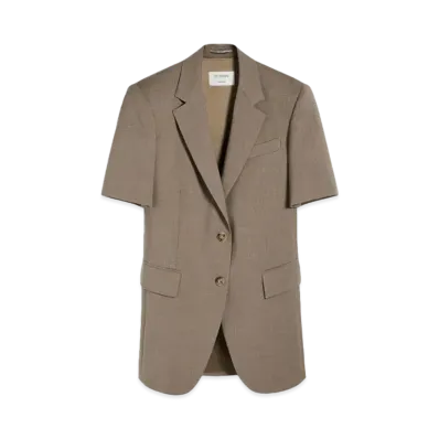 Max Mara Panthera Short Sleeve Stretch Wool Jacket "Turtle Dope"