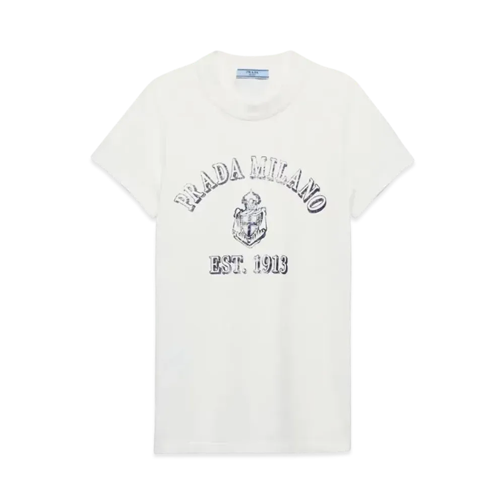 PRADA Women's Printed Jersey T-Shirt "White"