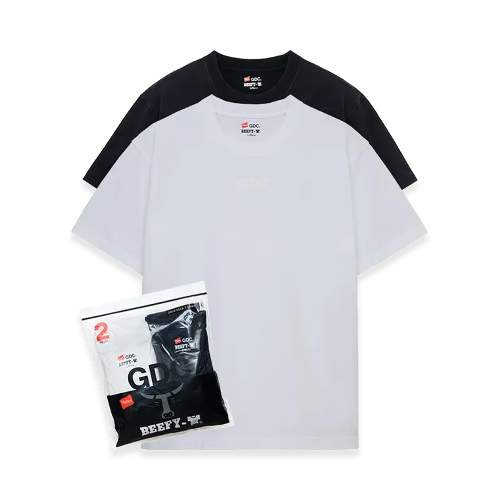 Hanes x GDC BEEFY-T Crew Neck T-Shirt "White/Black"