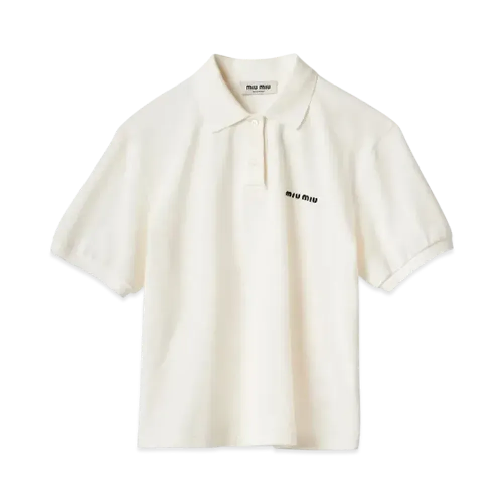 MIUMIU Cotton Pique Polo Shirt "White"