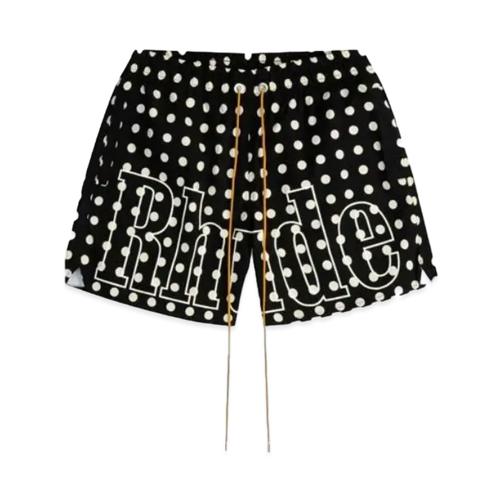 RHUDE Logo Polka Dot Swim Short "Black"