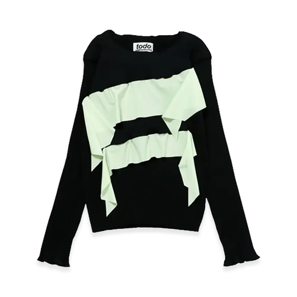 kotohayokozawa Women's Todo Wave Long Sleeve Top "Black"