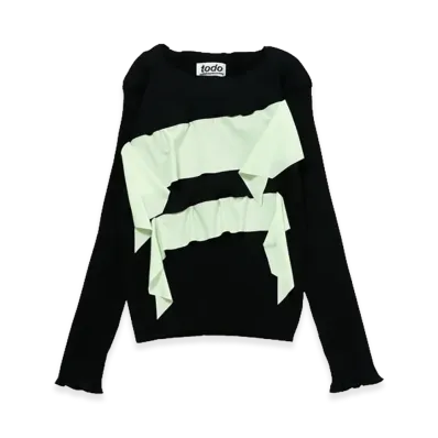 kotohayokozawa Women's Todo Wave Long Sleeve Top "Black"