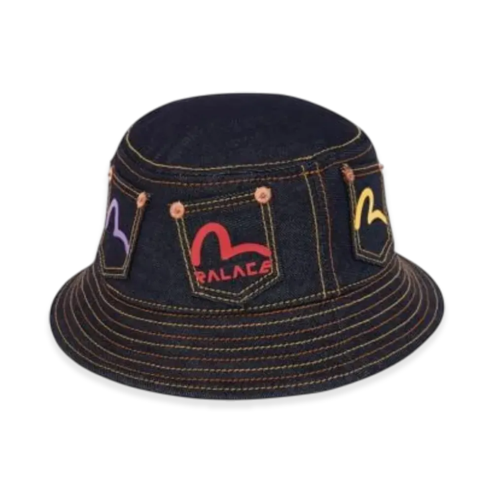 PALACE x Evisu Bucket Hat "Indigo"