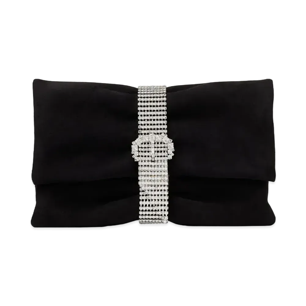 Jimmy Choo Daisy Suede Clutch Bag With Crystal Belt Buckle "Black"