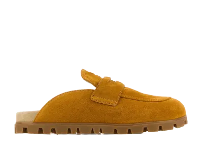 MIU MIU Women's Suede Mules "Mustard"