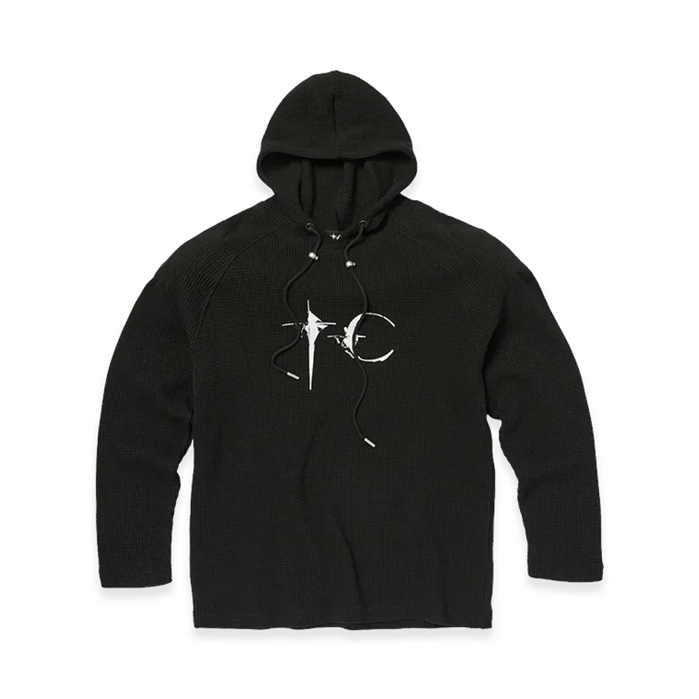 THUG CLUB Bulk Shoulder Waffle Hoodie "Black"