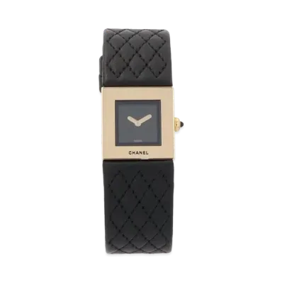 CHANEL Metalasse 19mm Yellow Gold and Leather "Black"