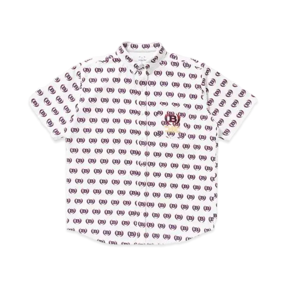 Black Eye Patch Winged Logo Patterned S/S Shirt "White"