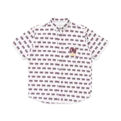 Black Eye Patch Winged Logo Patterned S/S Shirt "White"