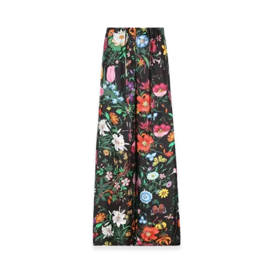 GUCCI Women's Printed Twill Wide-Leg Pant "Black"