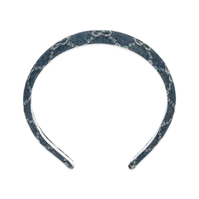 GUCCI Eco Washed Denim Hair Band "Blue/Ivory"