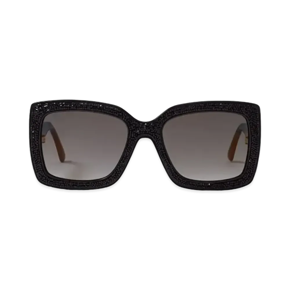 Jimmy Choo VIV Square Frame Sunglasses With Swarovski Crystals "Black"