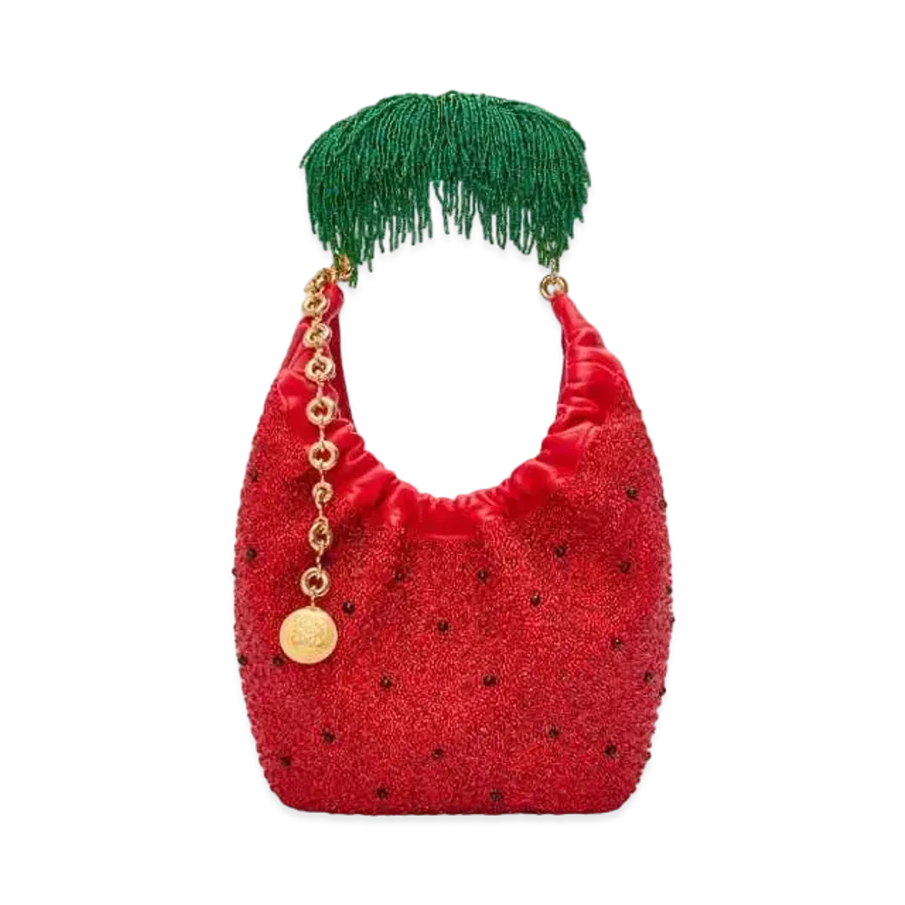LOEWE Mini Squeeze Bag In Beaded Leather "Red"