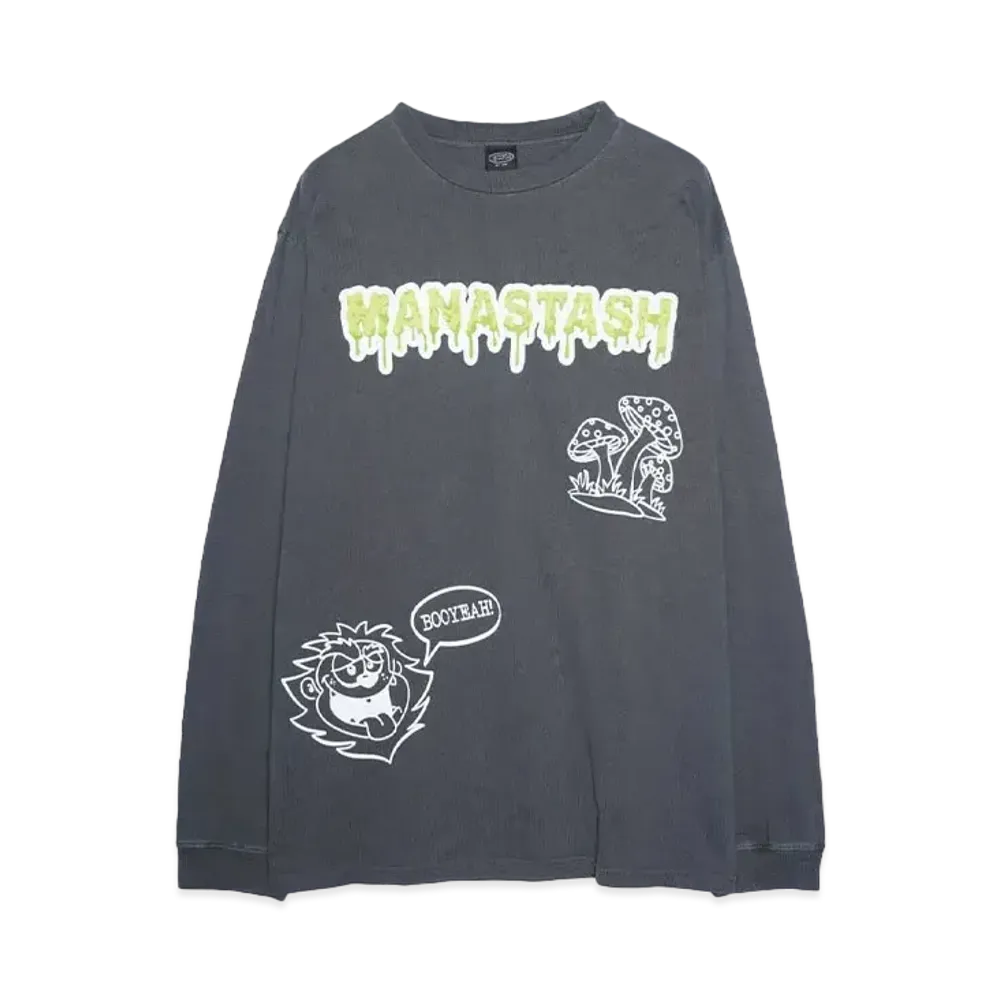MANASTASH PUMICE L/S TEE MUSHROOM "BLACK"